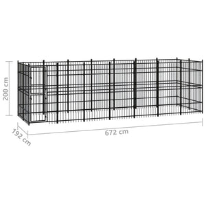 vidaXL Outdoor Dog Kennel Steel 12.9 m²