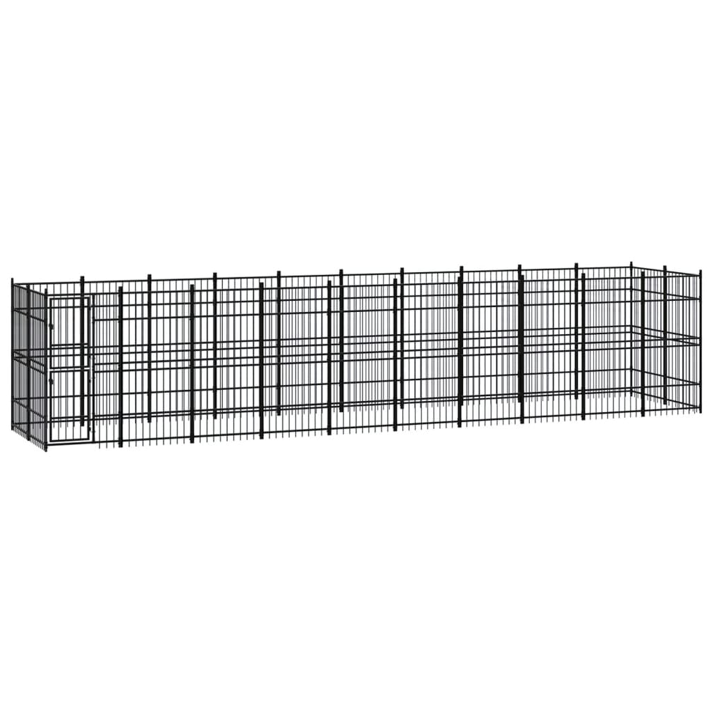vidaXL Outdoor Dog Kennel Steel 18.43 m²