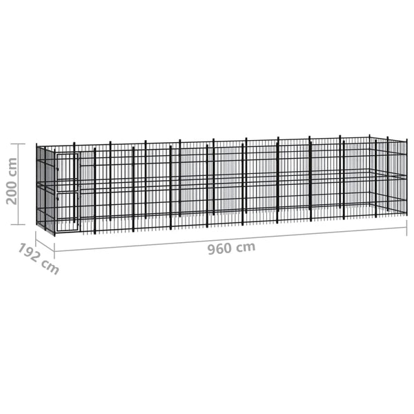 vidaXL Outdoor Dog Kennel Steel 18.43 m²