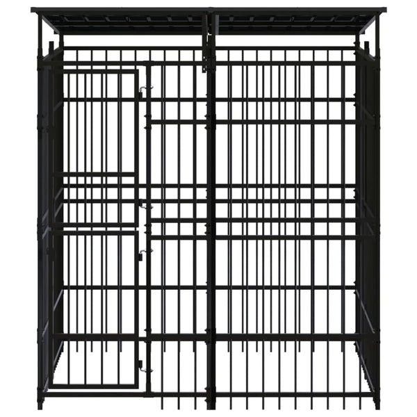 vidaXL Outdoor Dog Kennel with Roof Steel 3.69 m²