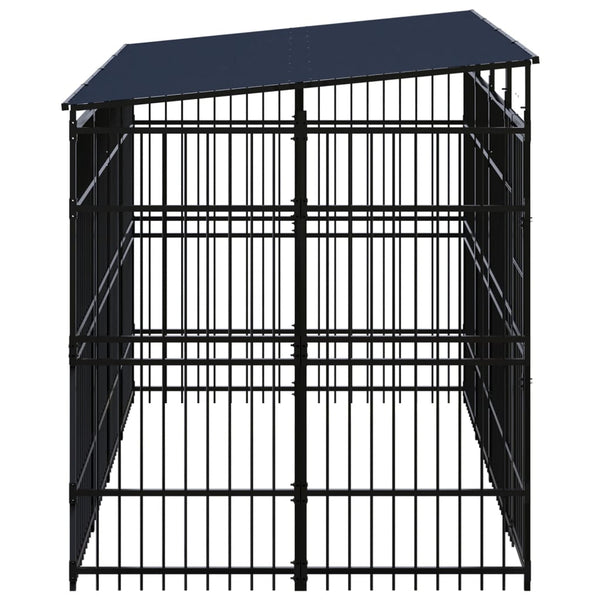 vidaXL Outdoor Dog Kennel with Roof Steel 7.37 m²