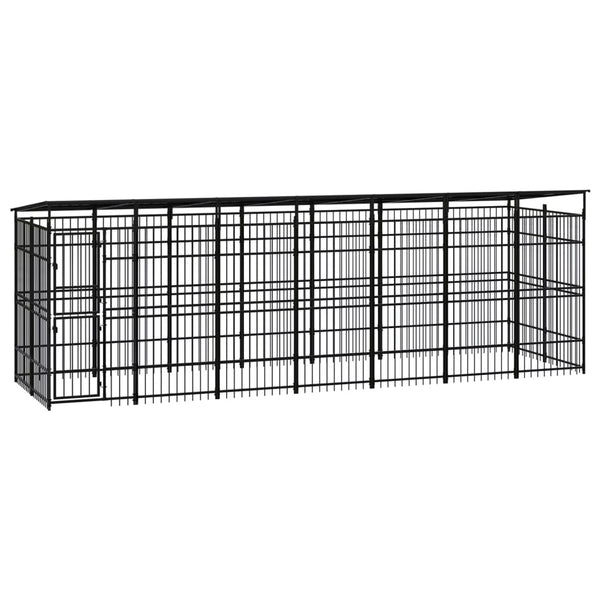 vidaXL Outdoor Dog Kennel with Roof Steel 12.9 m²