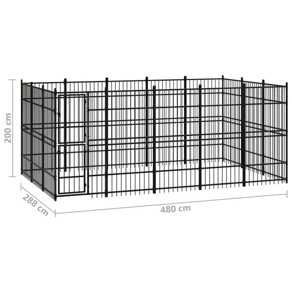 vidaXL Outdoor Dog Kennel Steel 13.82 m²
