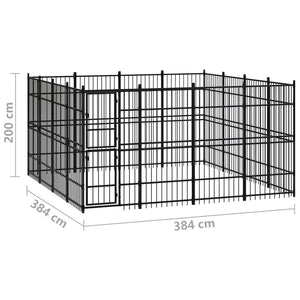 vidaXL Outdoor Dog Kennel Steel 14.75 m²