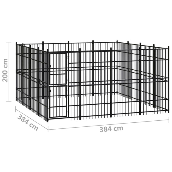 vidaXL Outdoor Dog Kennel Steel 14.75 m²