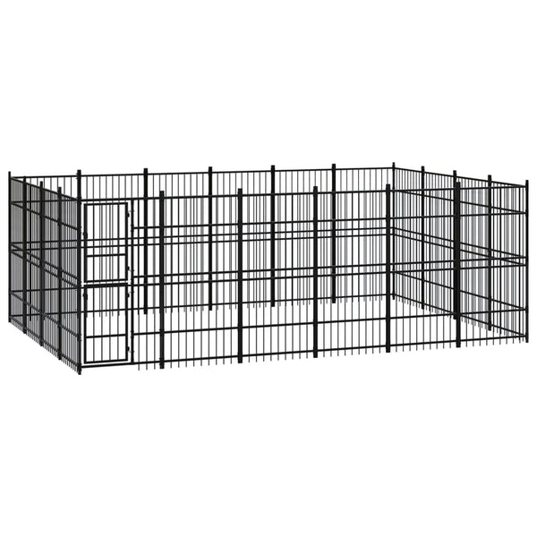 vidaXL Outdoor Dog Kennel Steel 22.12 m²