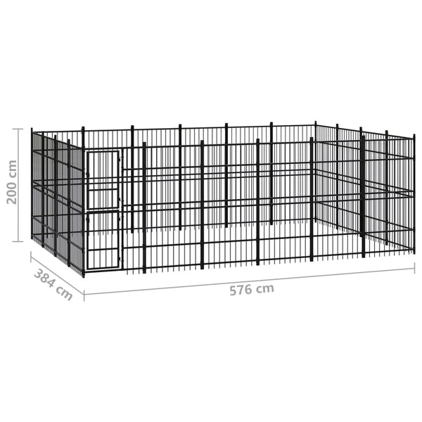vidaXL Outdoor Dog Kennel Steel 22.12 m²