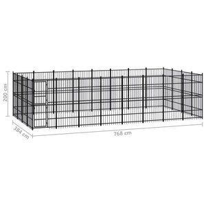 vidaXL Outdoor Dog Kennel Steel 29.49 m²