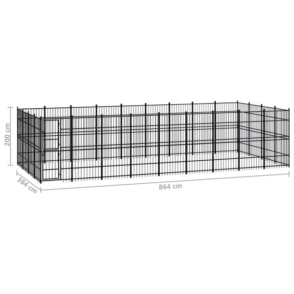 vidaXL Outdoor Dog Kennel Steel 33.18 m²