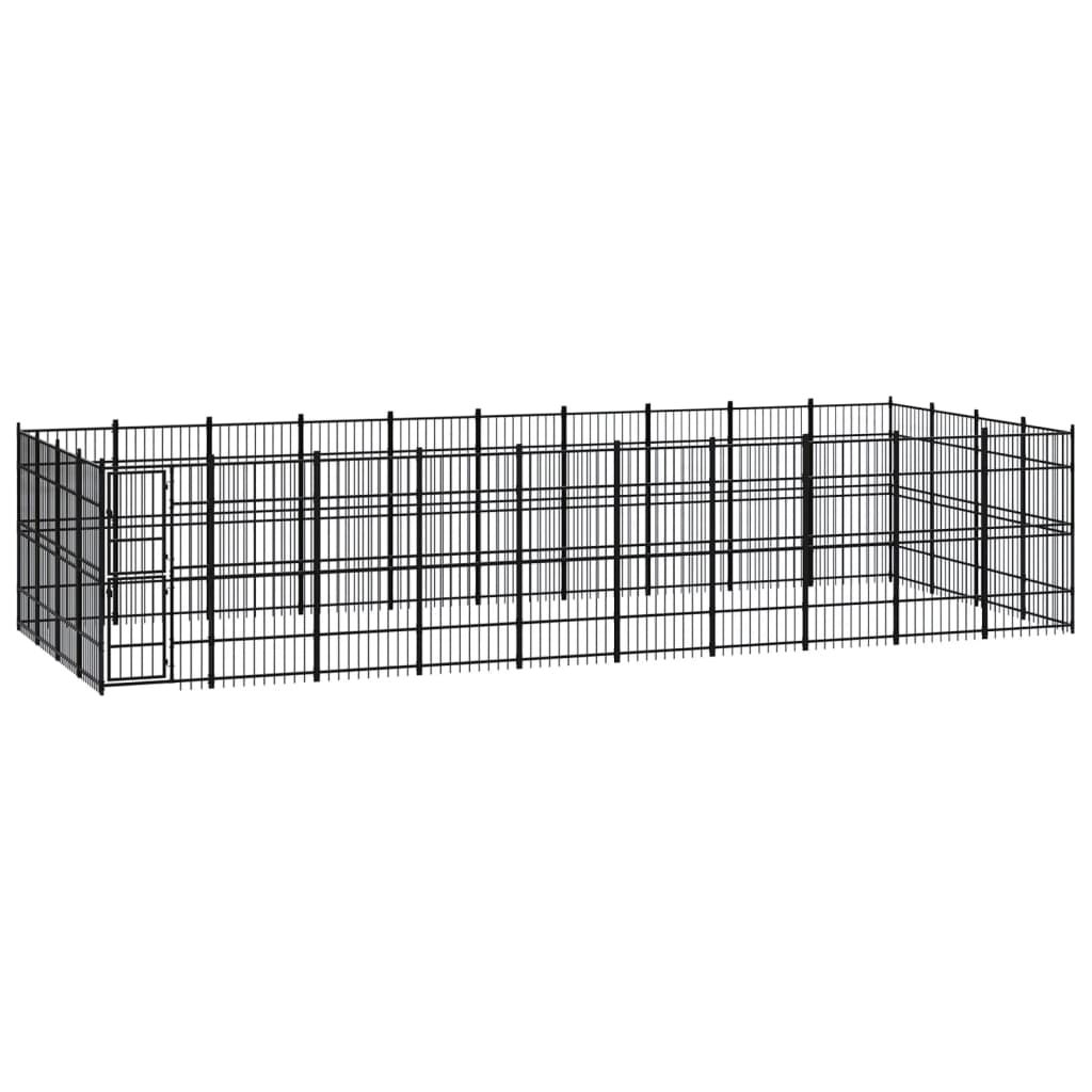 vidaXL Outdoor Dog Kennel Steel 36.86 m²