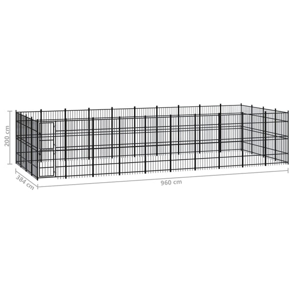 vidaXL Outdoor Dog Kennel Steel 36.86 m²
