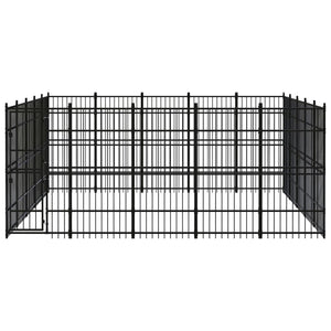 vidaXL Outdoor Dog Kennel Steel 23.04 m²