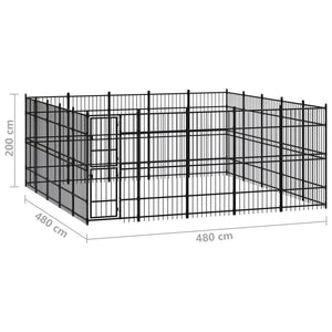 vidaXL Outdoor Dog Kennel Steel 23.04 m²