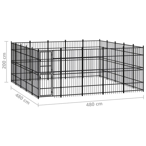 vidaXL Outdoor Dog Kennel Steel 23.04 m²