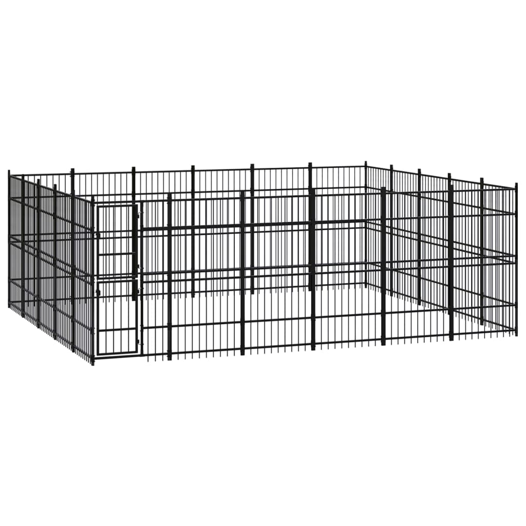 vidaXL Outdoor Dog Kennel Steel 27.65 m²