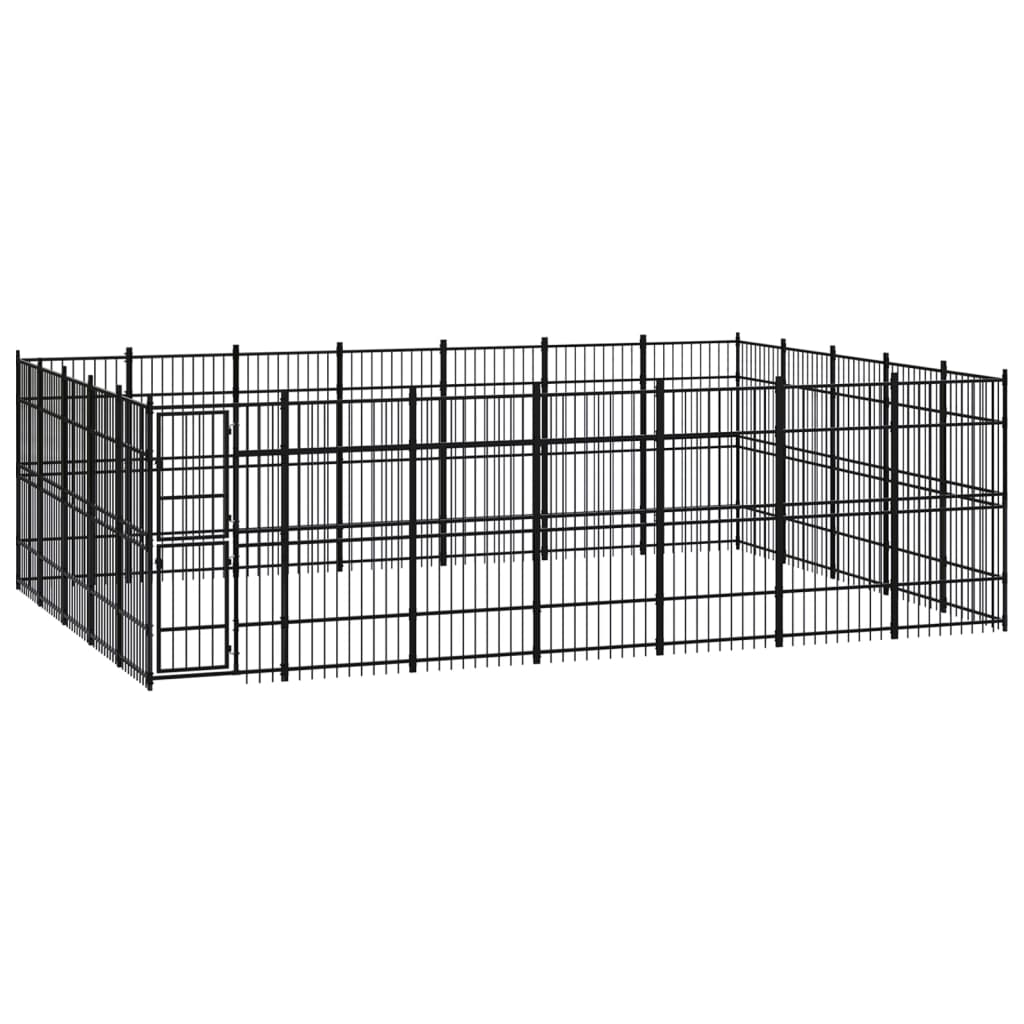 vidaXL Outdoor Dog Kennel Steel 32.26 m²