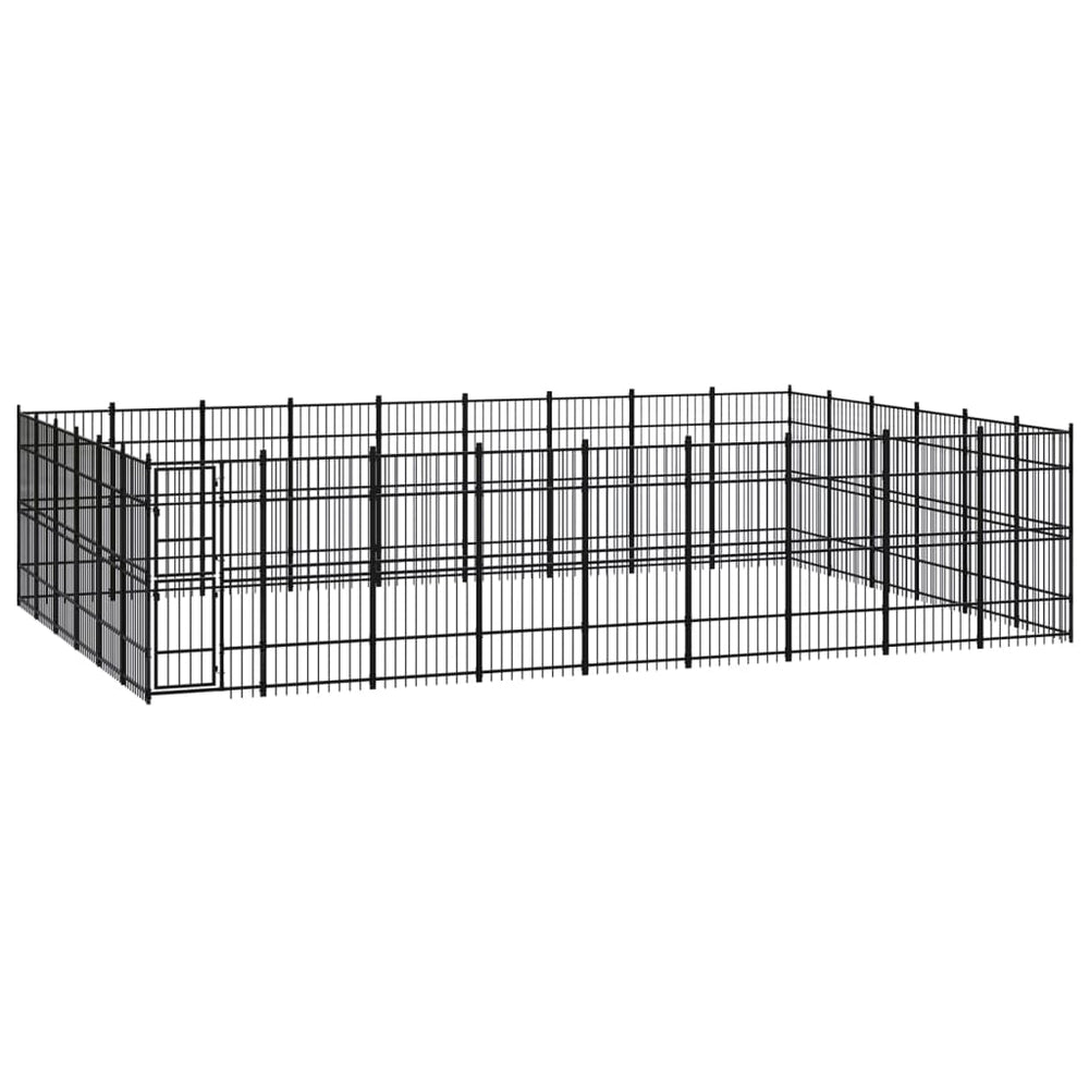 vidaXL Outdoor Dog Kennel Steel 49.77 m²