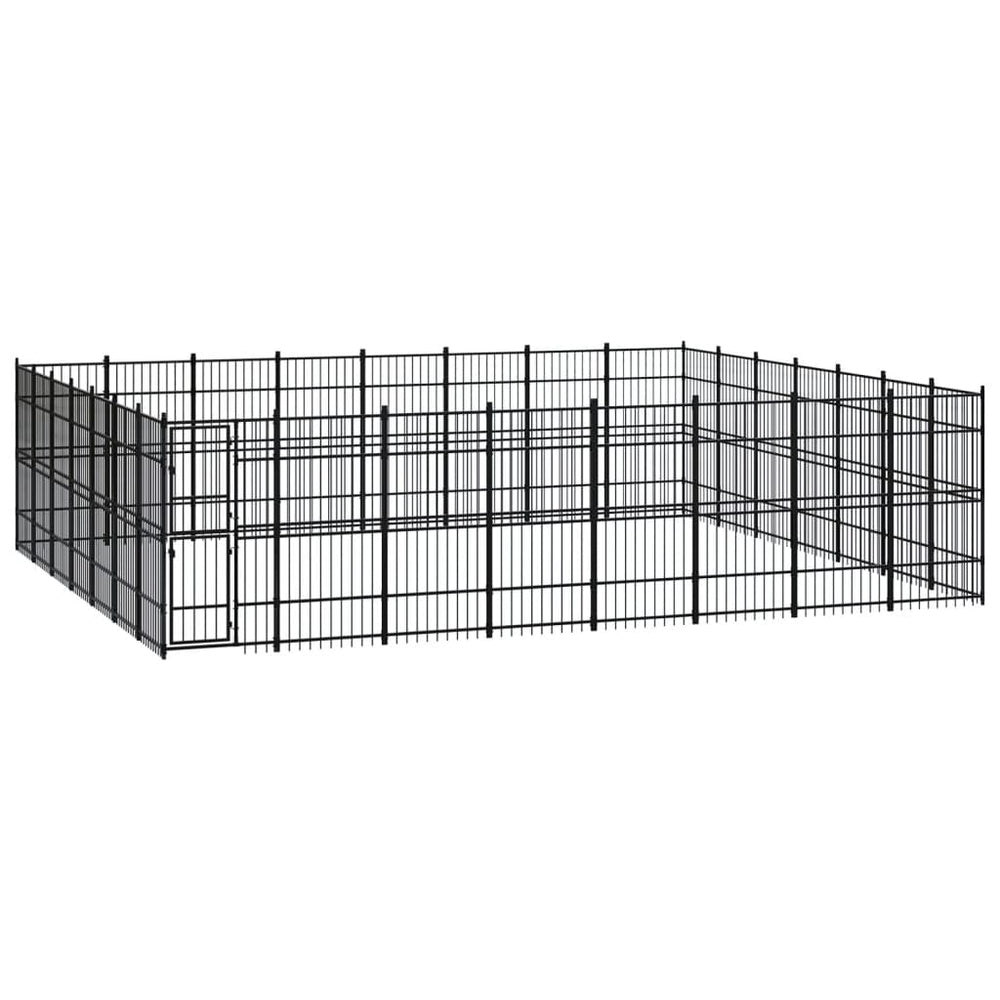 vidaXL Outdoor Steel Dog Kennel 51.61 m²