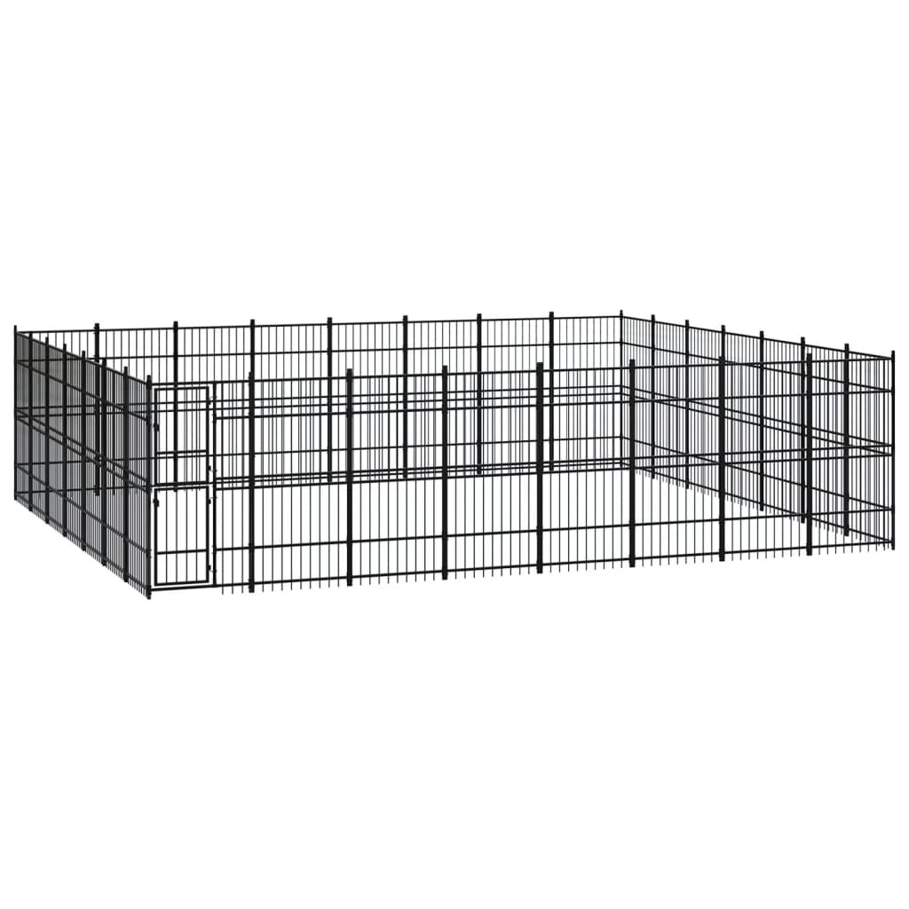 vidaXL Outdoor Steel Dog Kennel 51.61 m²