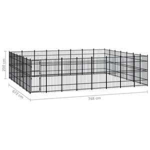 vidaXL Outdoor Steel Dog Kennel 51.61 m²