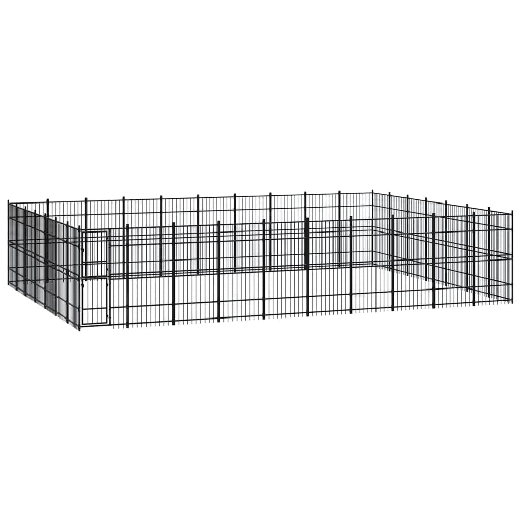 vidaXL Outdoor Dog Kennel Steel 64.51 m²