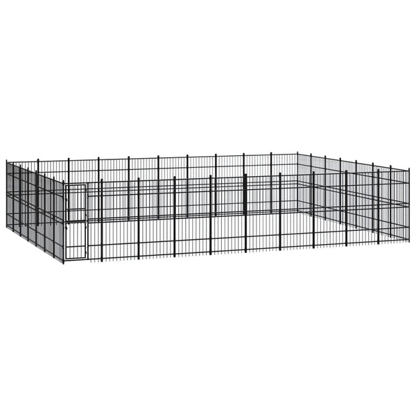 vidaXL Outdoor Dog Kennel Steel 64.51 m²