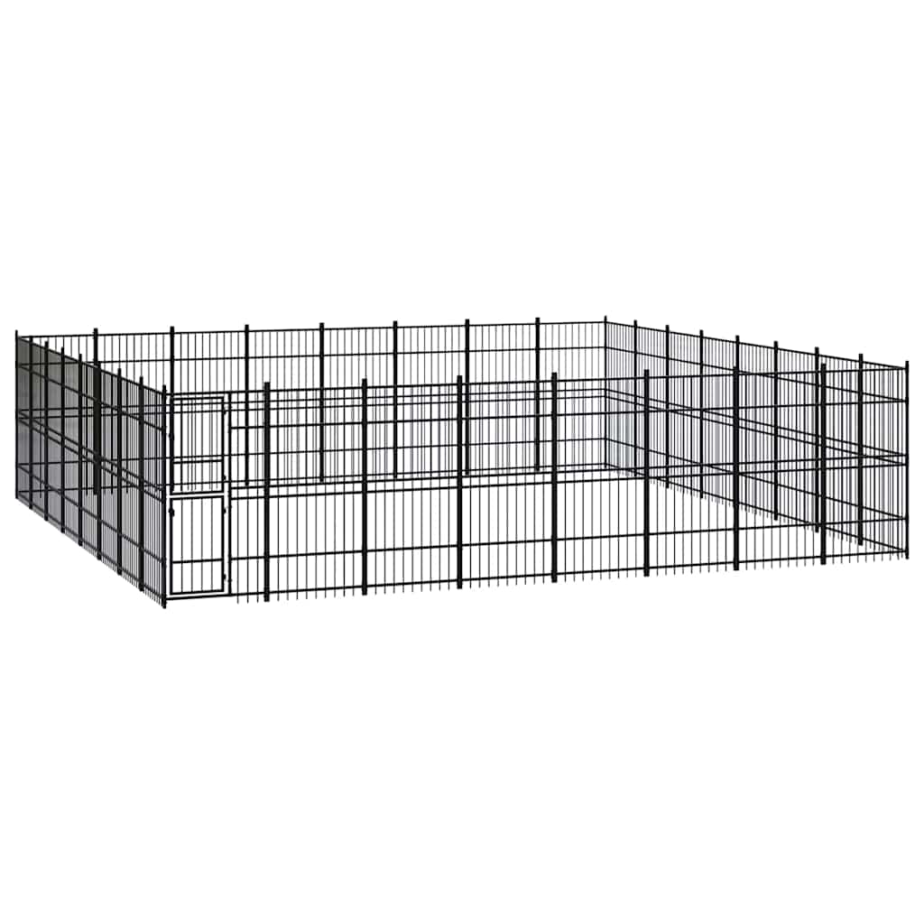 vidaXL Outdoor Dog Kennel Steel 58.98 m²
