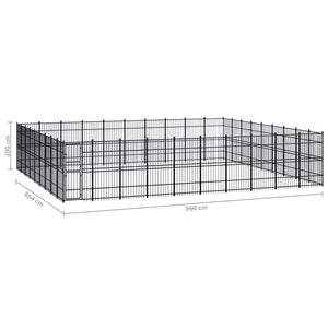 vidaXL Outdoor Dog Kennel Steel 82.94 m²
