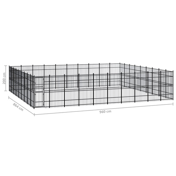 vidaXL Outdoor Dog Kennel Steel 82.94 m²