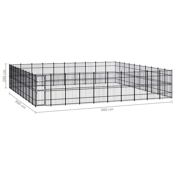 vidaXL Outdoor Dog Kennel Steel 92.16 m²