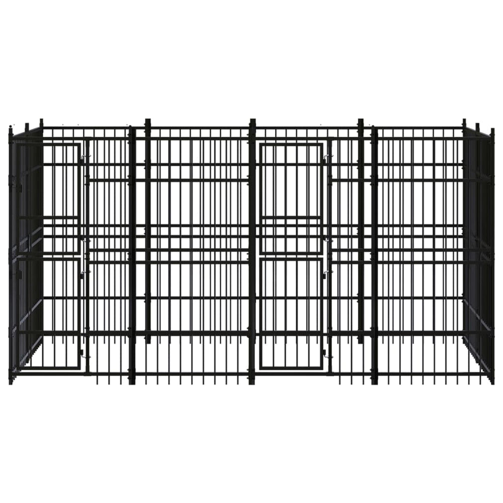 vidaXL Outdoor Dog Kennel Steel 7.37 m²