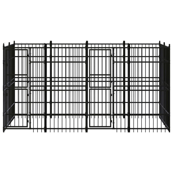 vidaXL Outdoor Dog Kennel Steel 7.37 m²