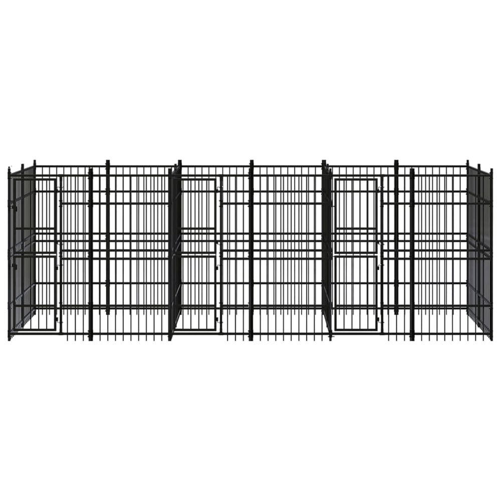 vidaXL Outdoor Dog Kennel Steel 11.06 m²