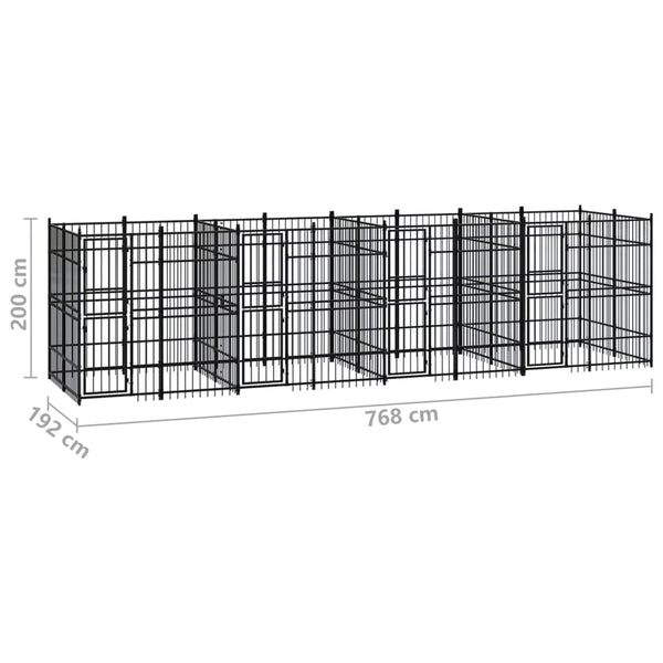 vidaXL Outdoor Dog Kennel Steel 14.75 m²