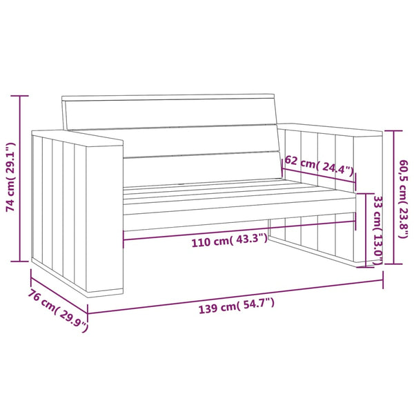 vidaXL Garden Bench 139 cm Impregnated Pinewood