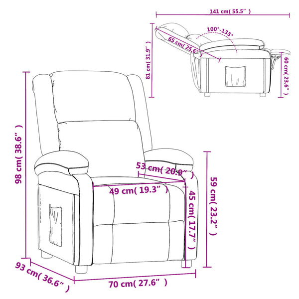 vidaXL Recliner Yellow Velvet