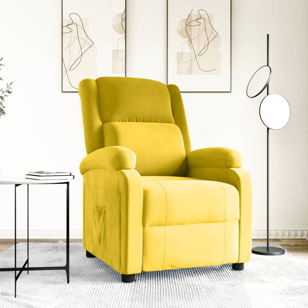 vidaXL Recliner Yellow Velvet