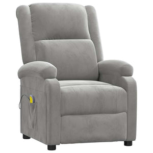 vidaXL Massage Recliner Light Grey Velvet