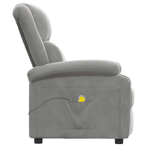 vidaXL Massage Recliner Light Grey Velvet