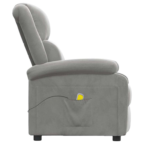vidaXL Massage Recliner Light Grey Velvet