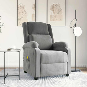 vidaXL Massage Recliner Light Grey Velvet