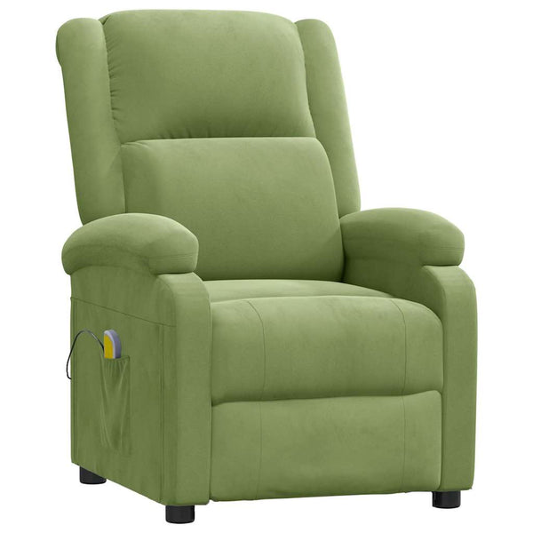 vidaXL Massage Recliner Light Green Velvet