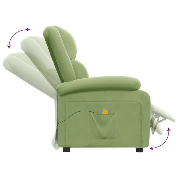 vidaXL Massage Recliner Light Green Velvet