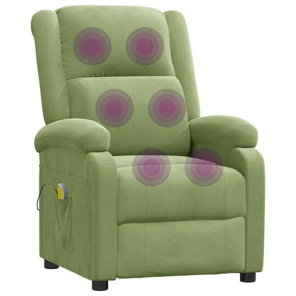 vidaXL Massage Recliner Light Green Velvet