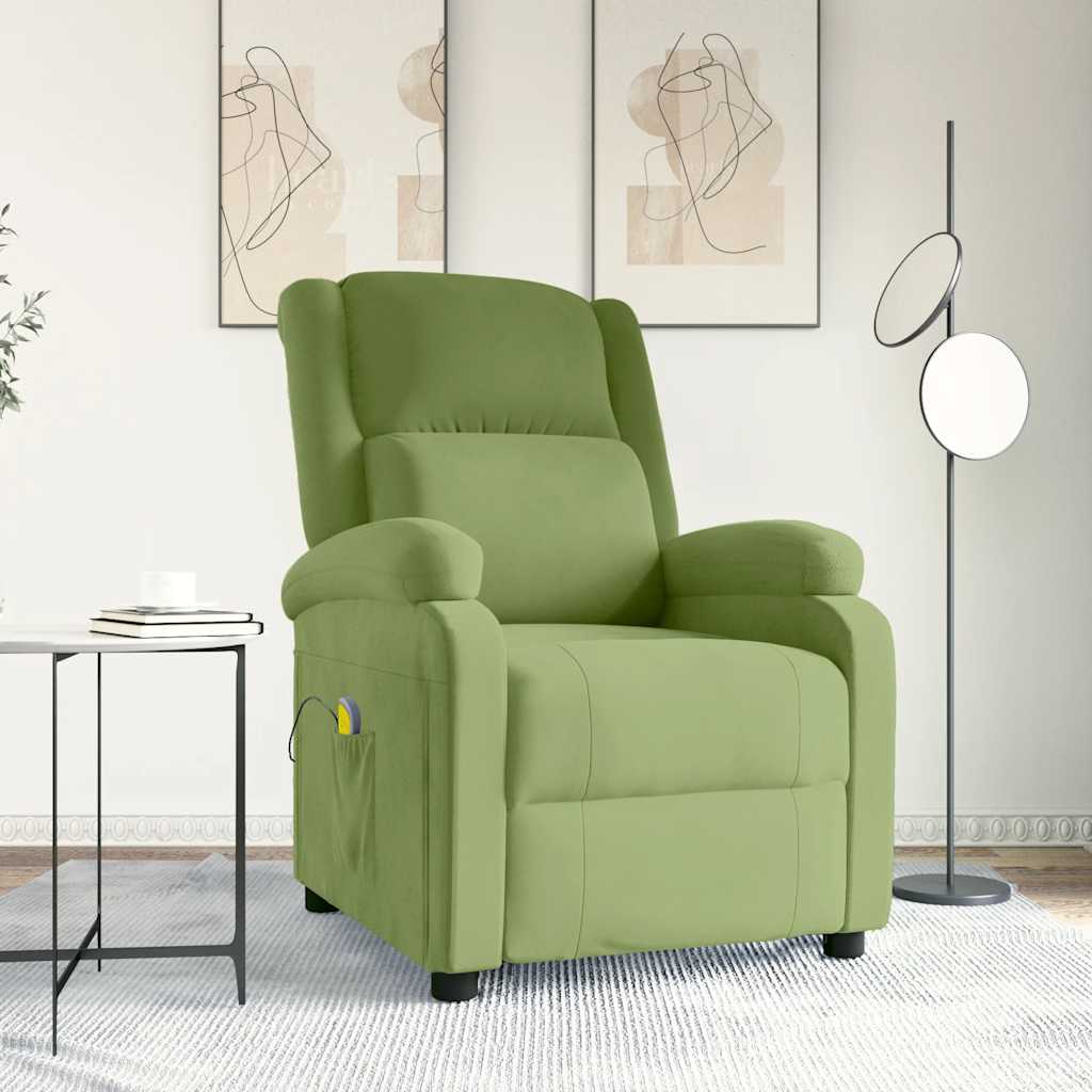 vidaXL Massage Recliner Light Green Velvet