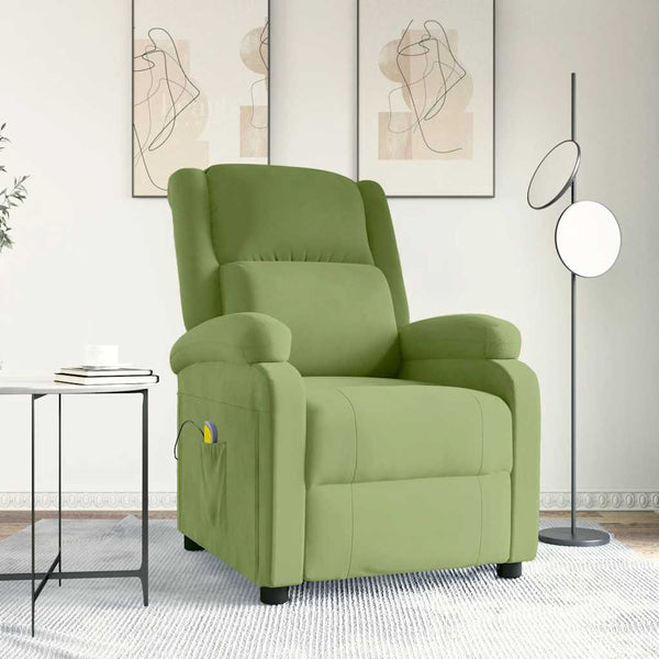 vidaXL Massage Recliner Light Green Velvet