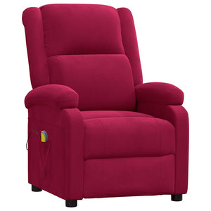 vidaXL Massage Recliner Wine Red Velvet