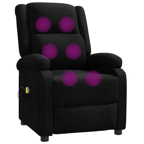 Massagesessel Ohrensessel Schwarz Stoff