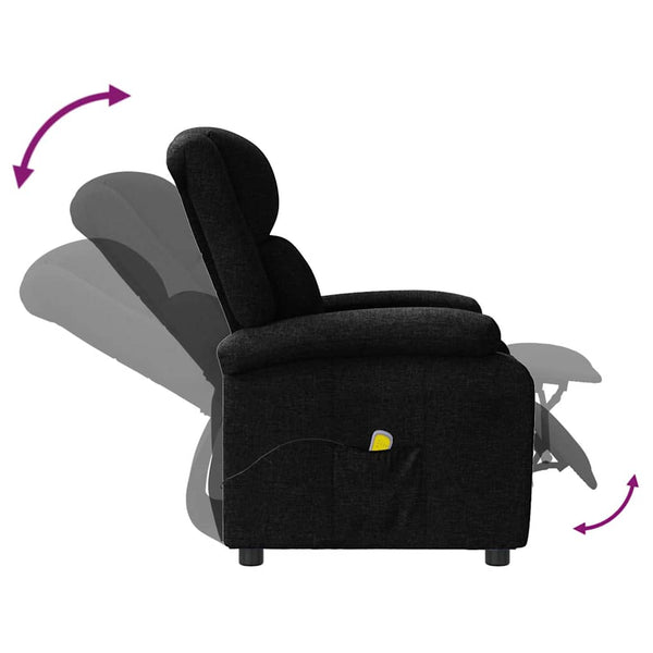 Massagesessel Ohrensessel Schwarz Stoff