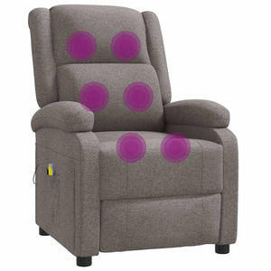 Massagesessel Taupe Stoff Ohrensessel